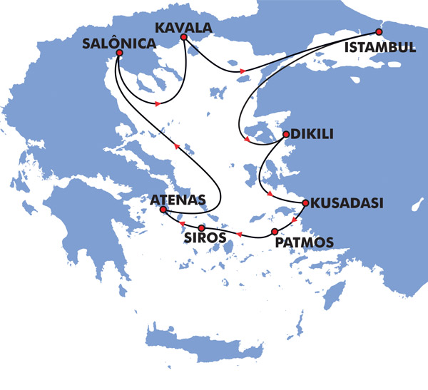 8 Day Steps of St Paul Biblical Cruise Map