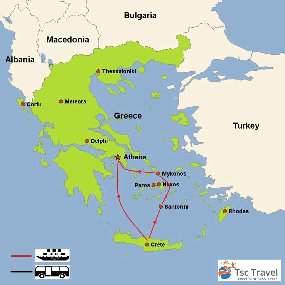 Aegean Breeze Tour Map