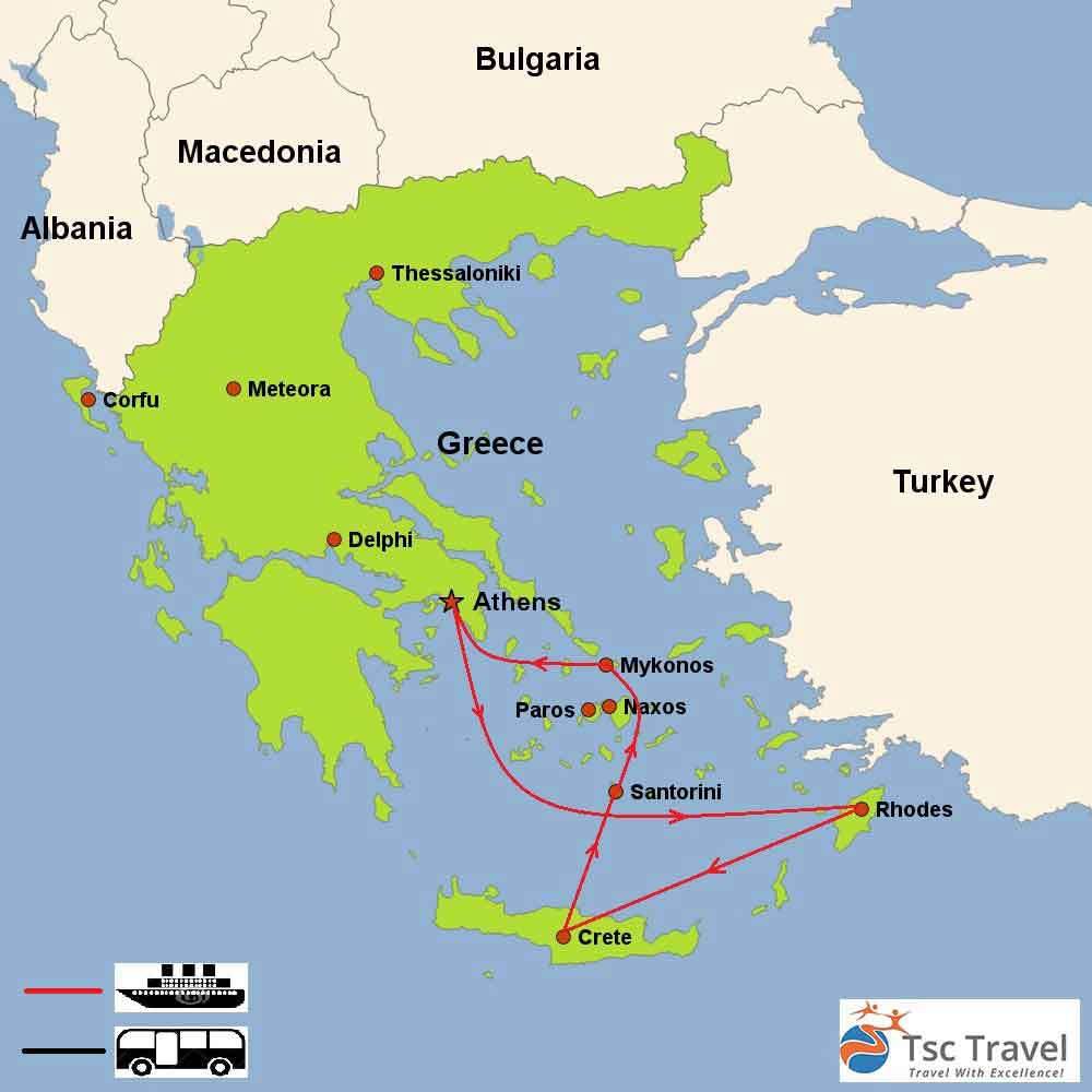 Greek Delight Tour Map