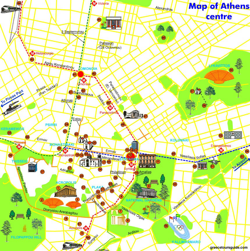 Athens by Night Tour Map
