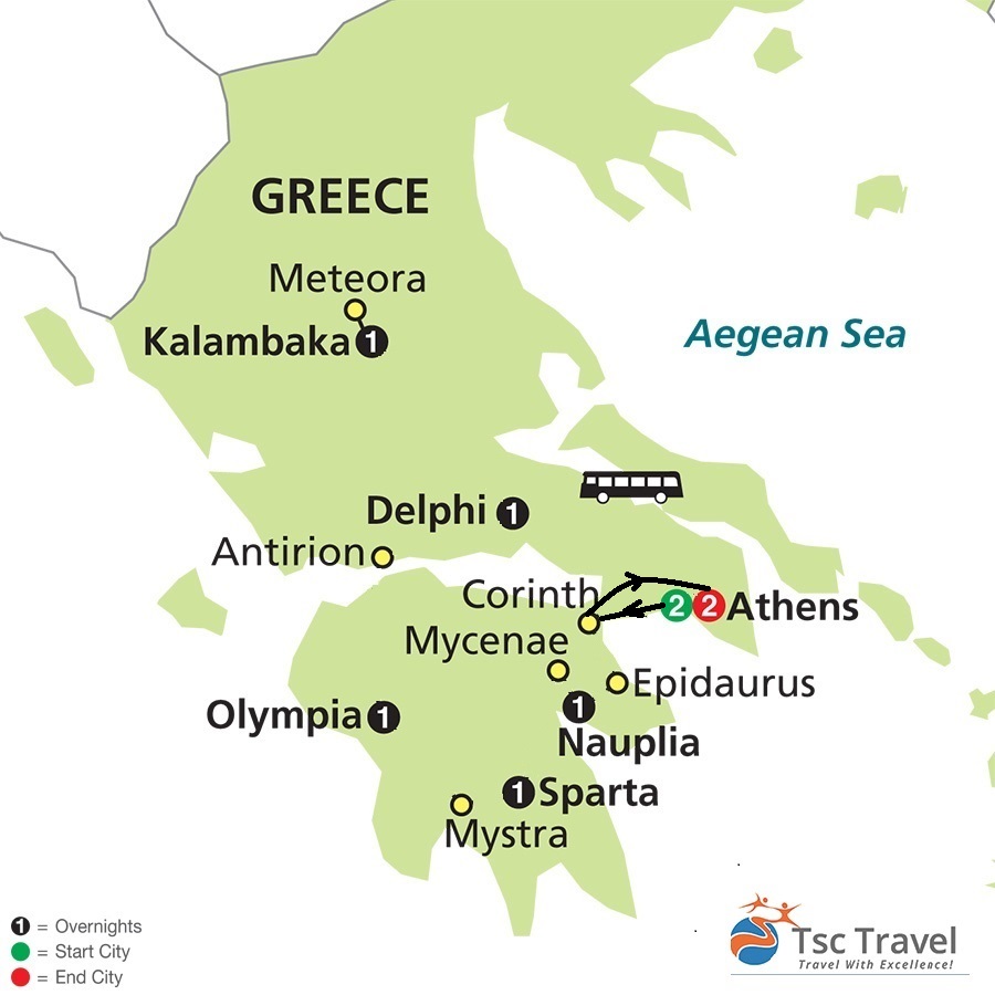 Excursão em Corinto Mapa