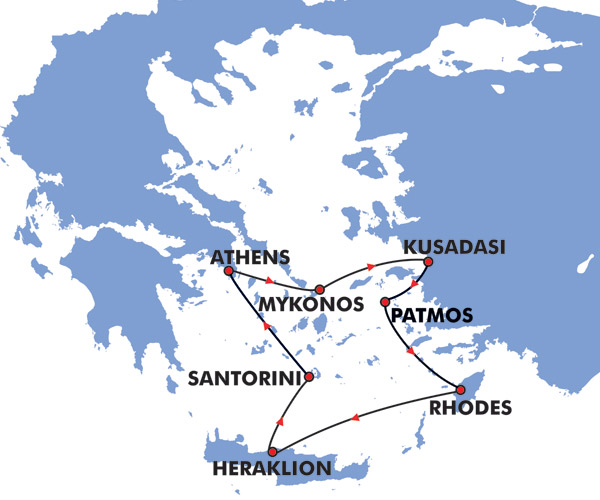 5 Dias Cruzeiro Aegean Icônico Mapa