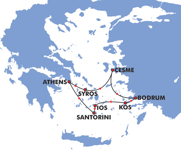 5 Dias Crucero Idyllic Aegean Mapa